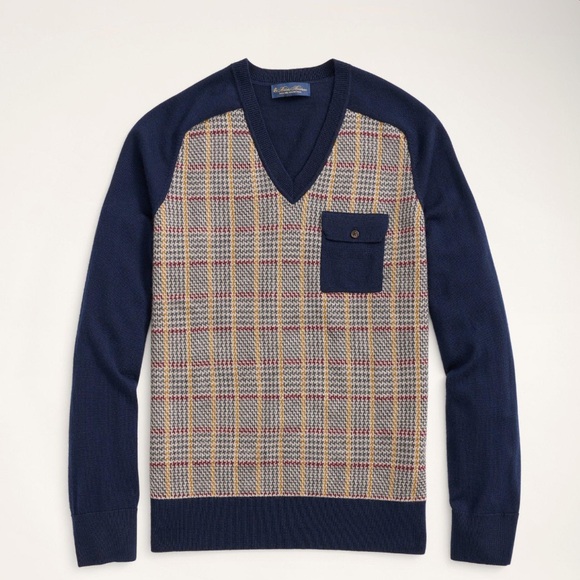 Merino Plaid V-Neck Sweater (XXL) - Picture 1 of 9